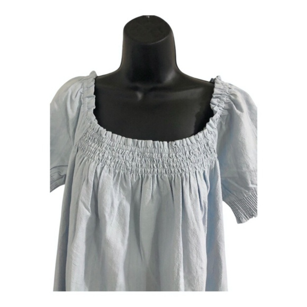 Free people mila light blue smocked puff sleeve mini babydoll dress size small - Picture 12 of 12
